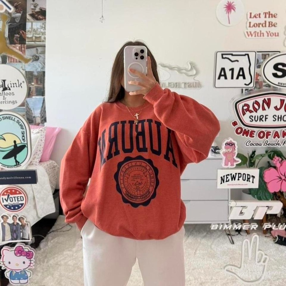 Auburn University Orange and navy blue crewneck‎ sweatshirt